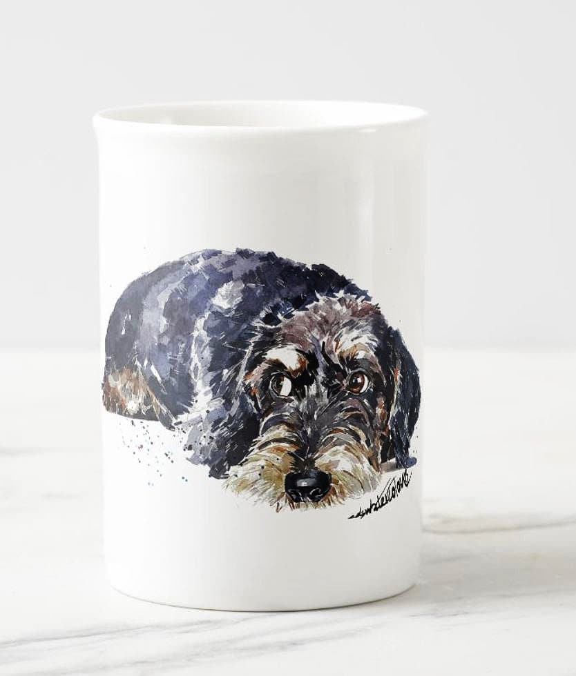 Wirehaired Dachshund Windsor Fine Bone China Mug 10oz | Dog Lover Gift | Edswatercolours
