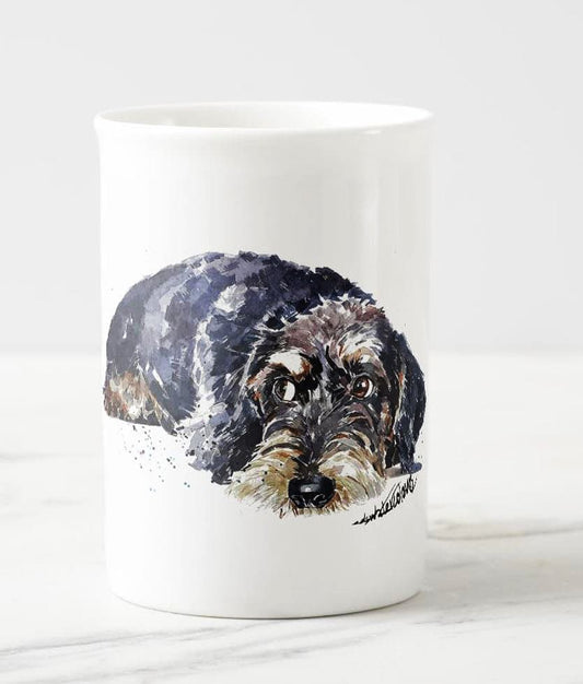 Wirehaired Dachshund Windsor Fine Bone China Mug 10oz | Dog Lover Gift | Edswatercolours