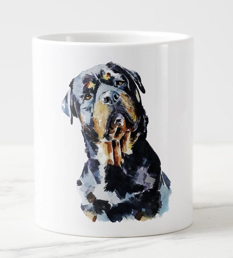 Rottweiler Ceramic Mug 15oz | Dog Lover Gift | Edswatercolours