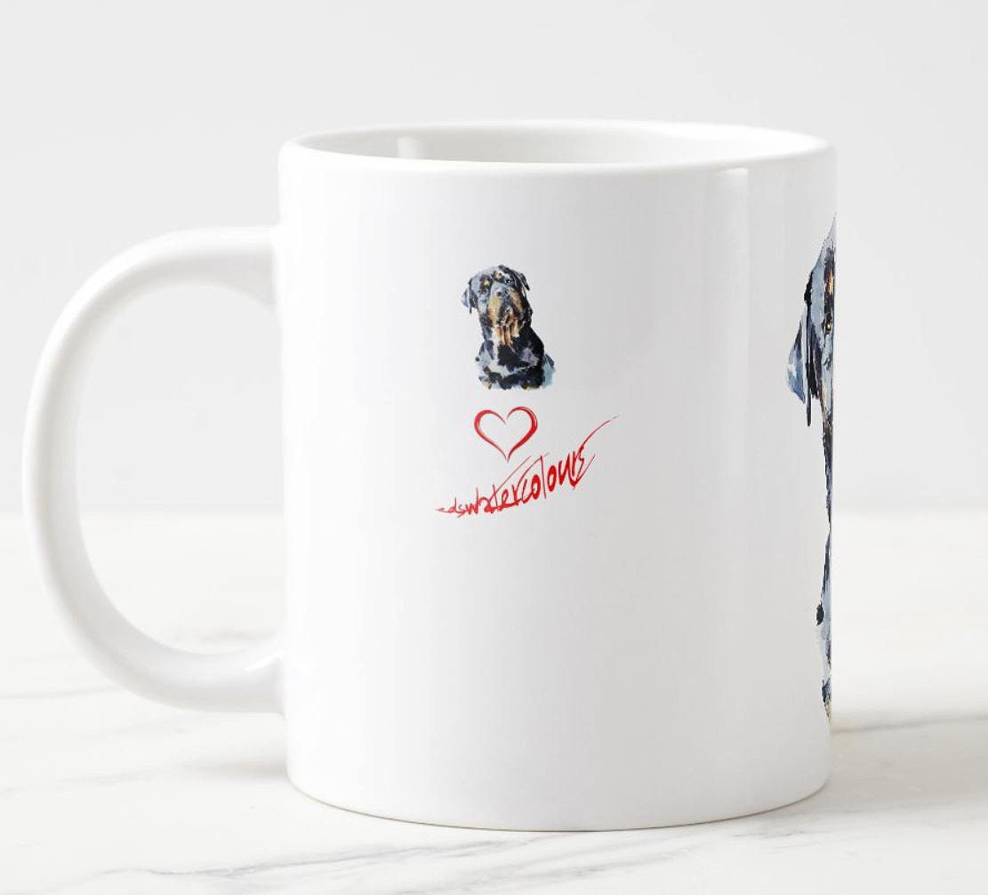 Rottweiler Ceramic Mug 15oz | Dog Lover Gift | Edswatercolours