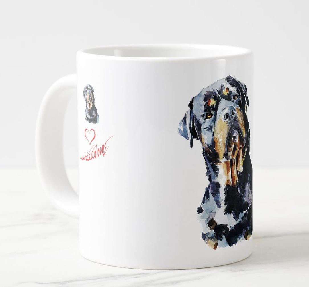 Rottweiler Ceramic Mug 15oz | Dog Lover Gift | Edswatercolours