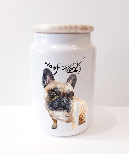 French Bulldog 2 Ceramic Treats Jar | Dog Treat Canister | Edswatercolours
