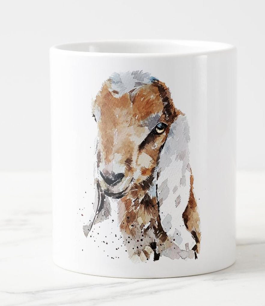Nubian Kid Goat Version II Ceramic Mug 15oz | Goat Lover Gift | Edswatercolours