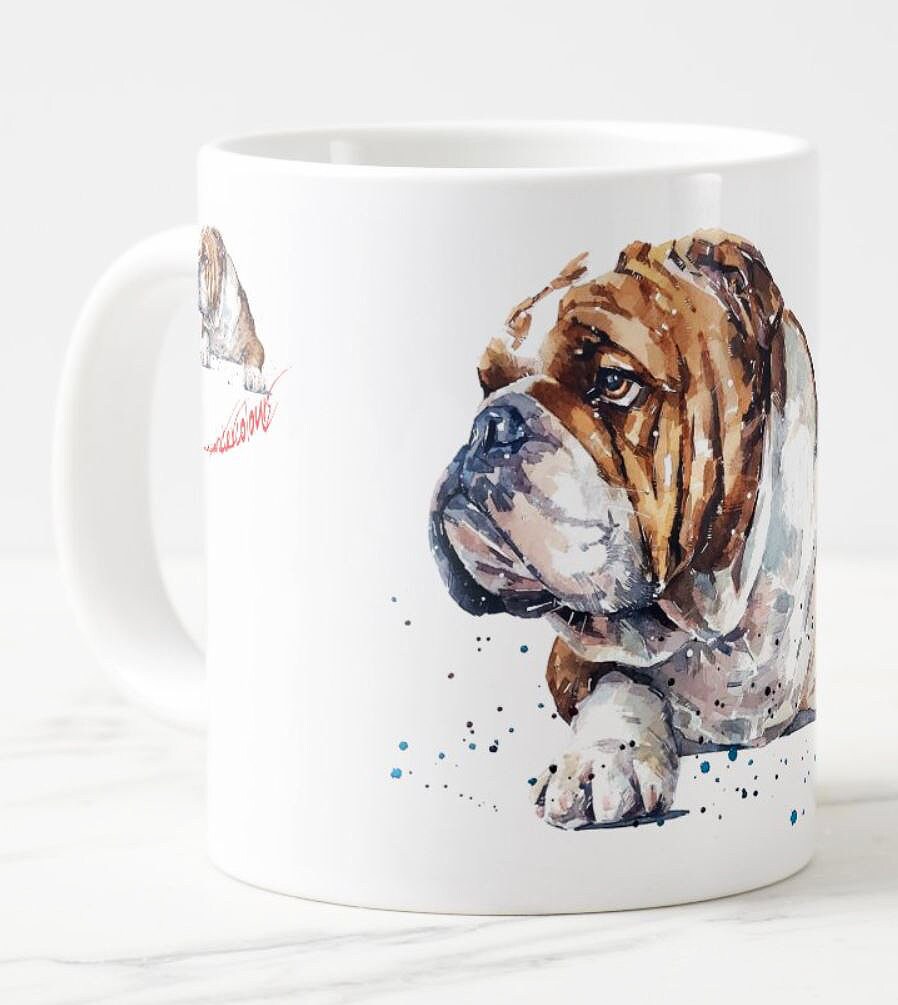 English Bulldog Ceramic Mug 15oz | Dog Lover Gift | Edswatercolours
