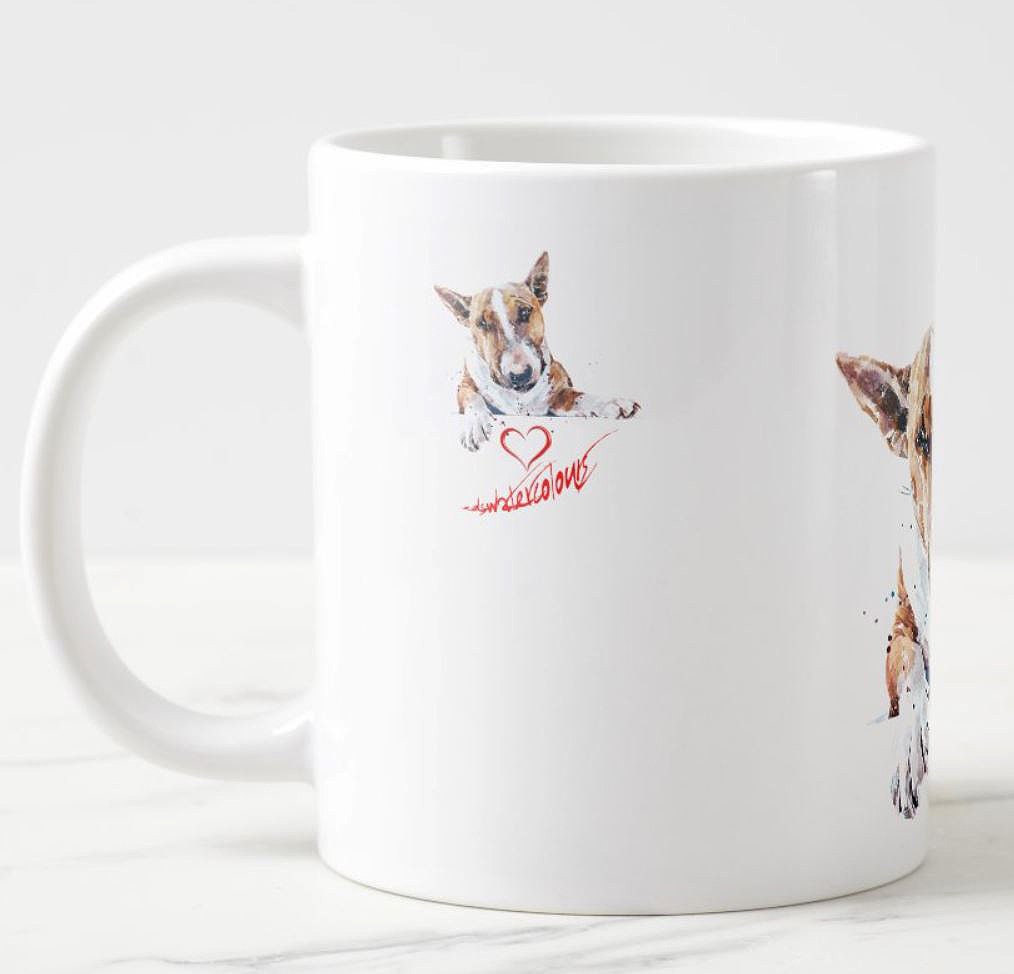 Bull Terrier Version III Ceramic Mug 15oz | Dog Lover Gift | Edswatercolours
