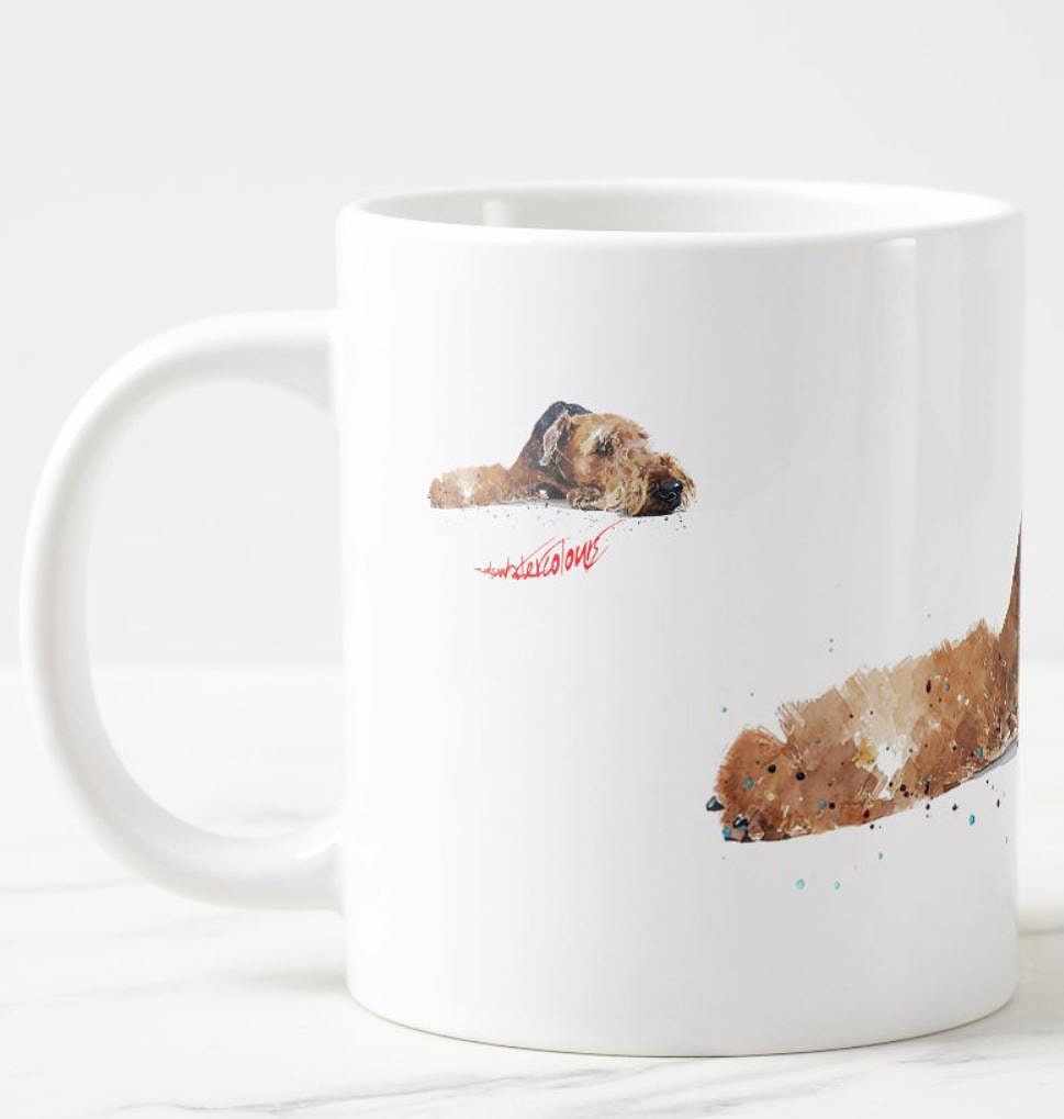 Airedale Terrier Version II Ceramic Mug 15oz | Dog Lover Gift | Edswatercolours