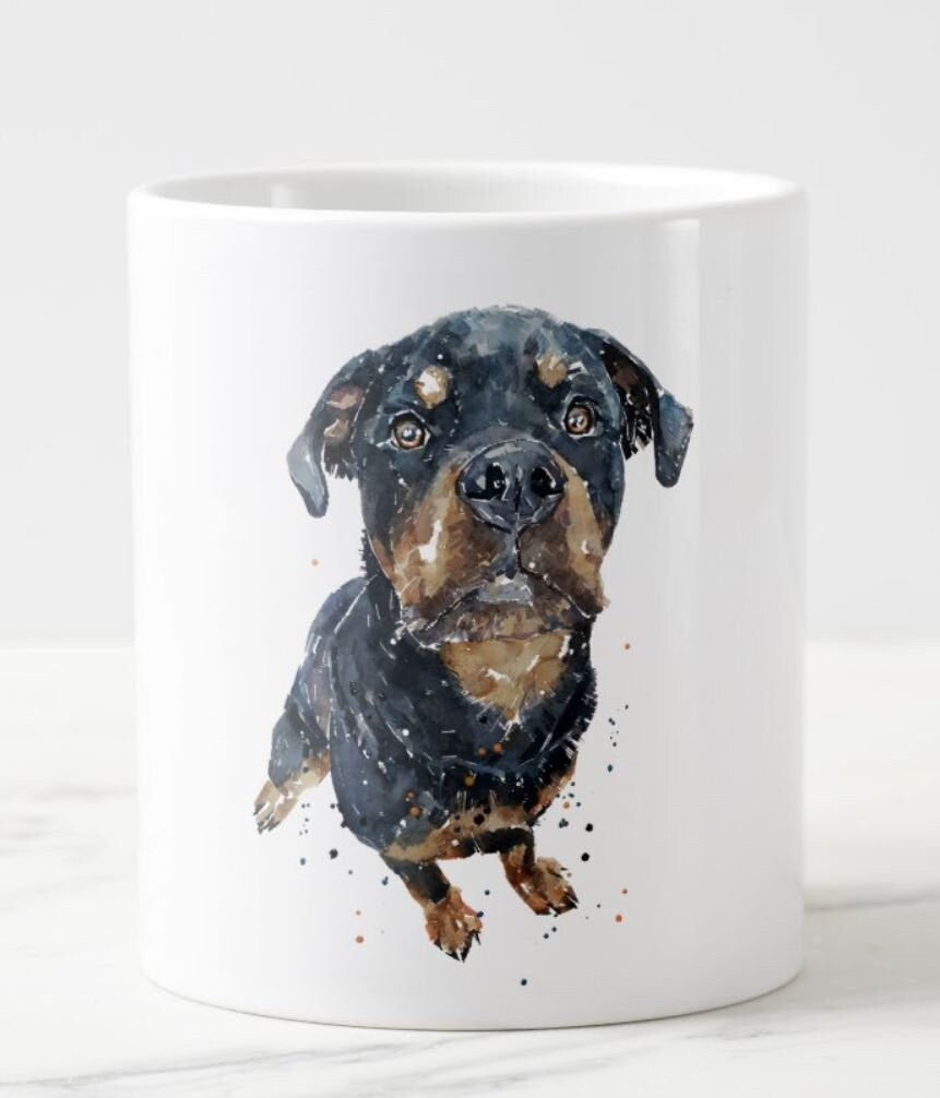 Rottweiler Version III Ceramic Mug 15oz | Dog Lover Gift | Edswatercolours