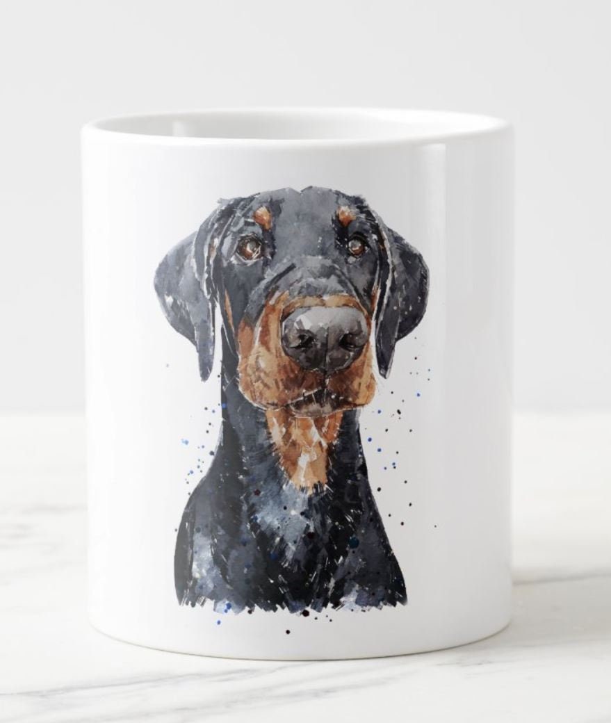 Doberman Version II Ceramic Mug 15oz | Dog Lover Gift | Edswatercolours