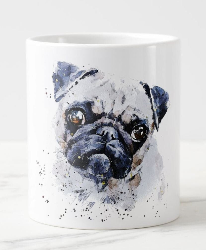 Pug Ceramic Mug 15oz | Dog Lover Gift | Edswatercolours