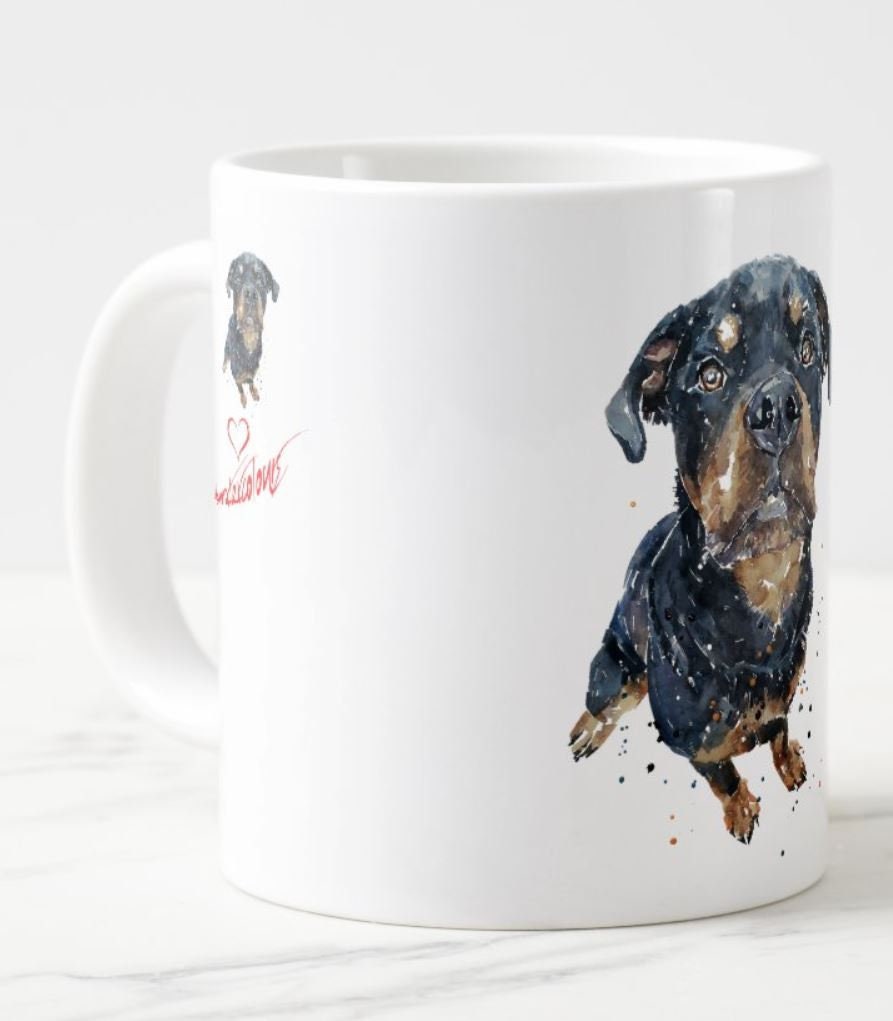 Rottweiler Version III Ceramic Mug 15oz | Dog Lover Gift | Edswatercolours
