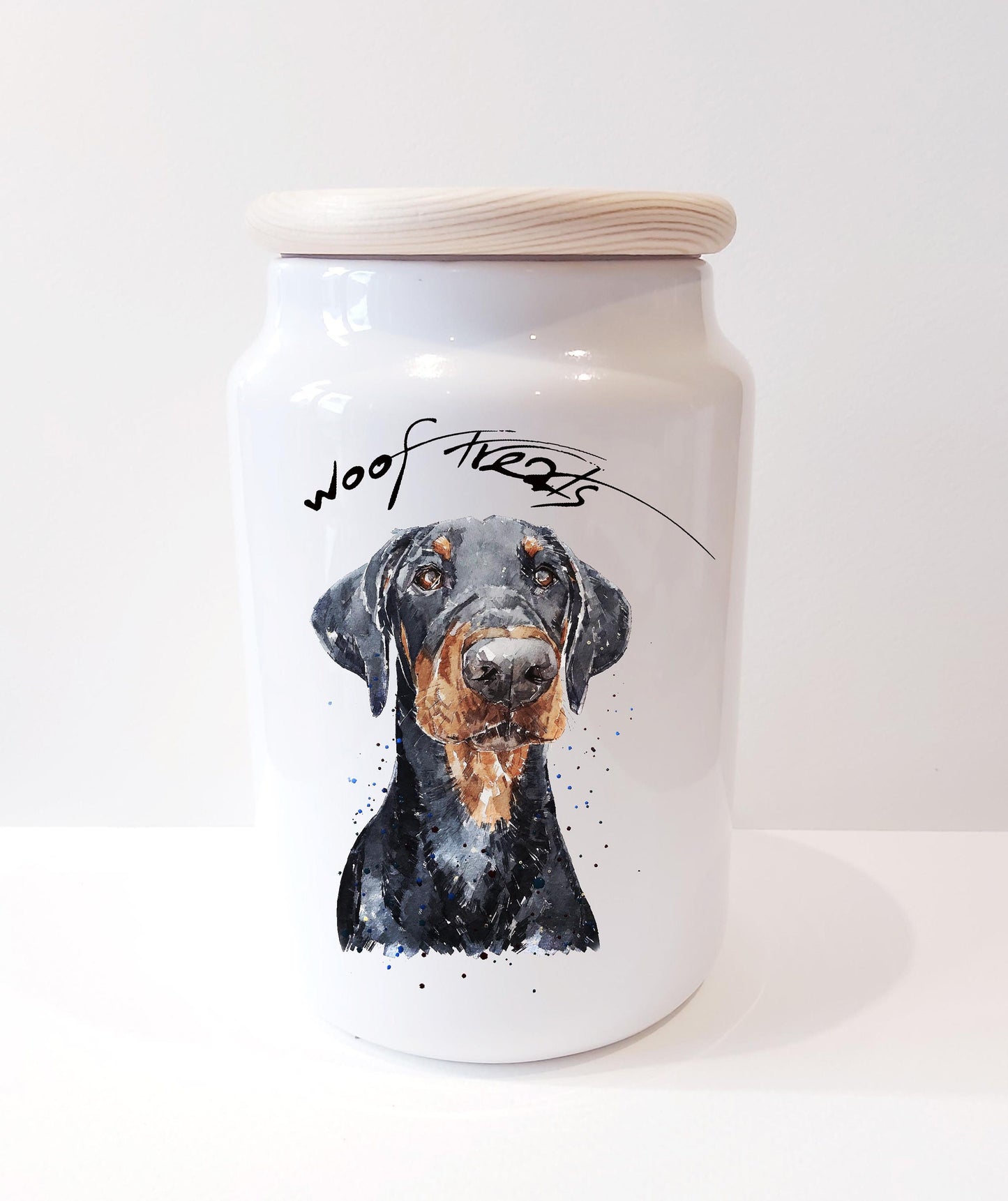 Doberman Ceramic Treats Jar | Dog Treat Canister | Edswatercolours