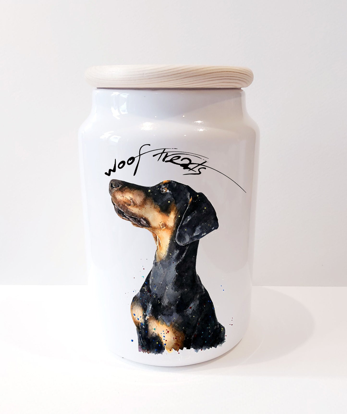Doberman Regal Ceramic Treats Jar | Dog Treat Canister | Edswatercolours