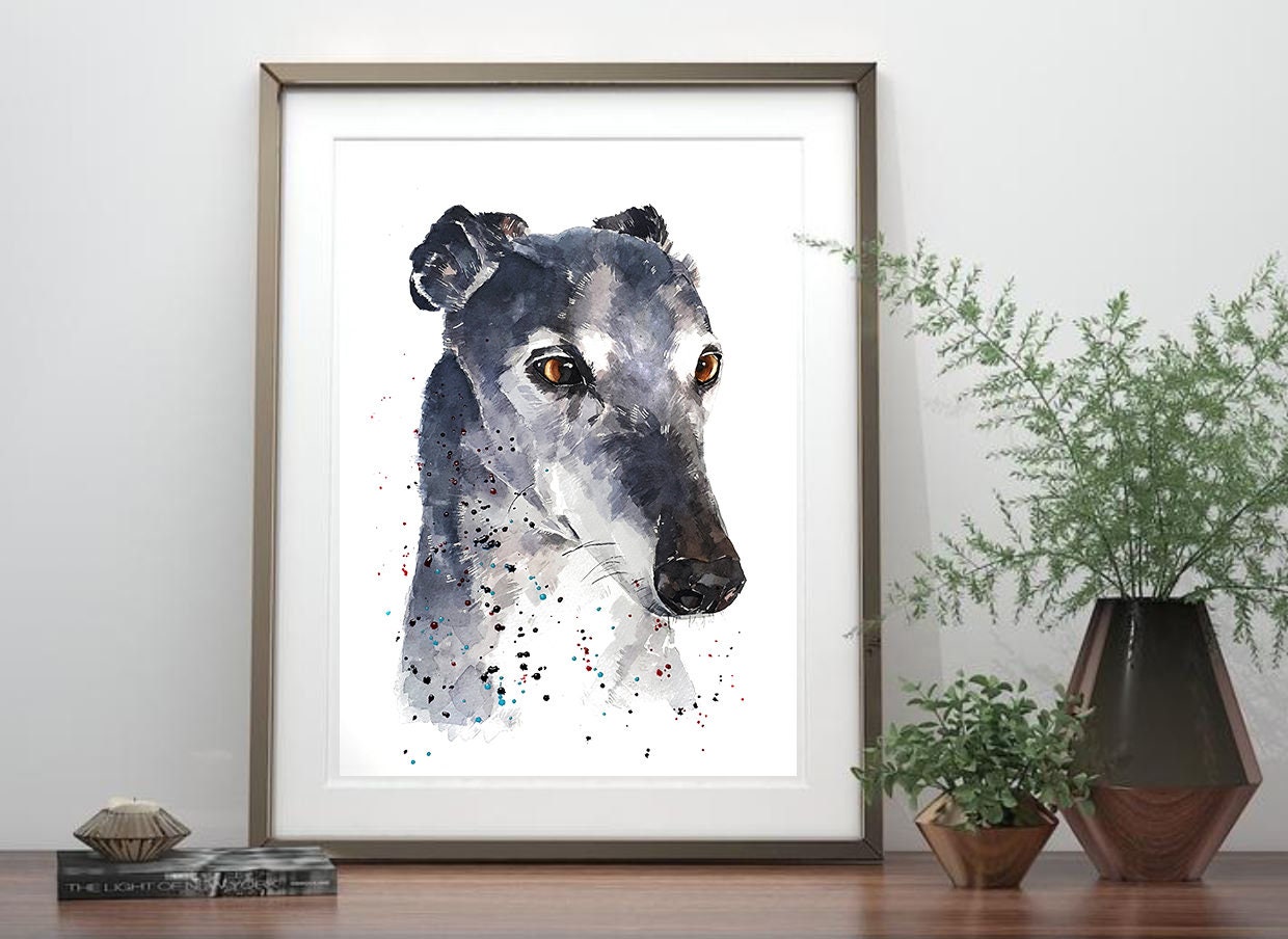 Balance and Poise." Print Watercolour.whippet art,whippet print,whippet watercolour,whippet  wall art,whippet home decor,whippet art decor