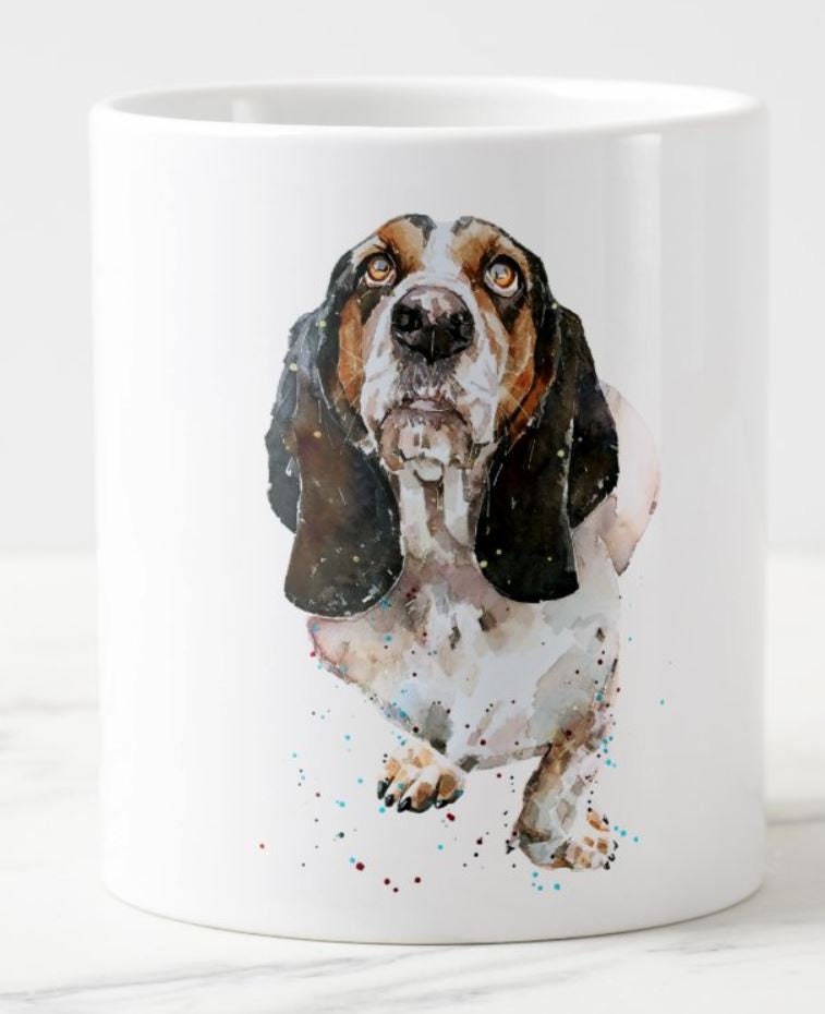 Basset Hound Version III Ceramic Mug 15oz | Dog Lover Gift | Edswatercolours