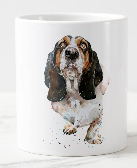 Basset Hound Version III Ceramic Mug 15oz | Dog Lover Gift | Edswatercolours