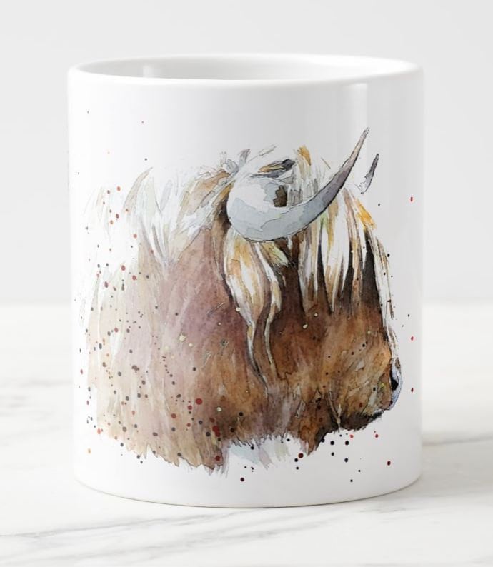 Highland Cow Version IV Ceramic Mug 15oz | Cow Lover Gift | Edswatercolours