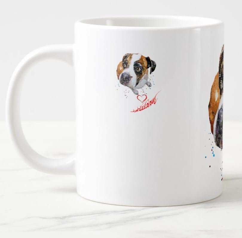 German Boxer Dog Ceramic Mug 15oz | Dog Lover Gift | Edswatercolours