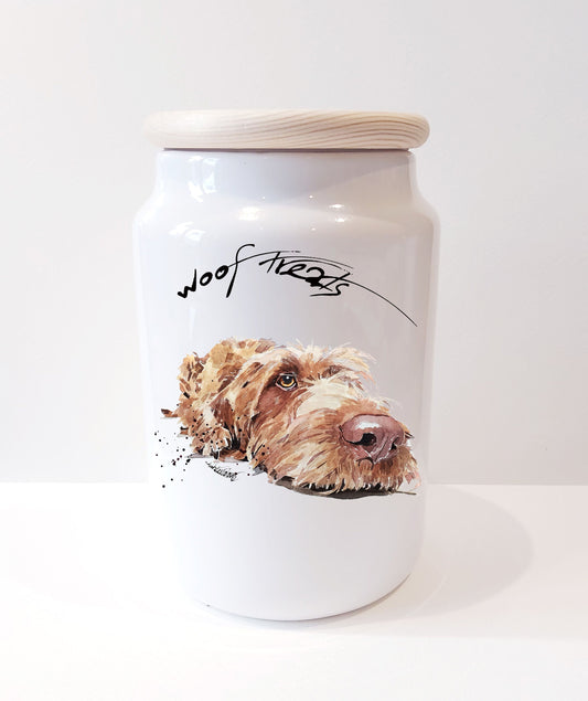 Wirehaired Vizsla Ceramic Treats Jar | Dog Treat Canister | Edswatercolours