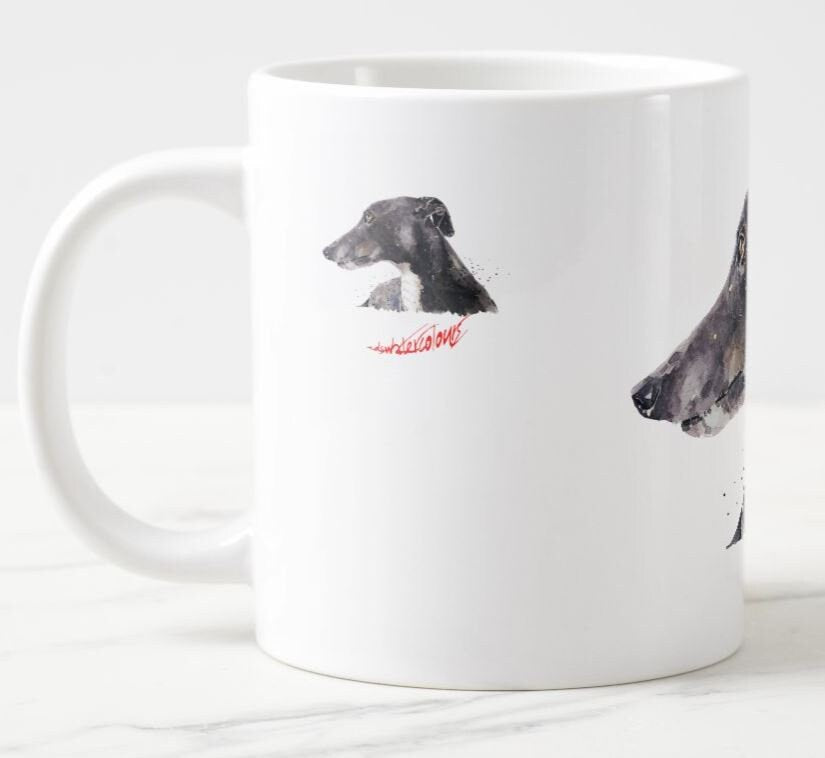 Whippet Ceramic Mug 15oz | Dog Lover Gift | Edswatercolours