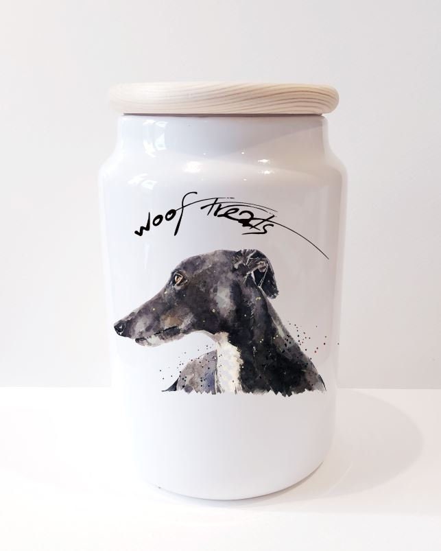 Whippet Ceramic Treats Jar | Dog Treat Canister | Edswatercolours
