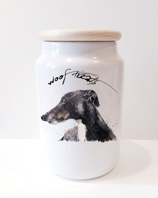 Whippet Ceramic Treats Jar | Dog Treat Canister | Edswatercolours