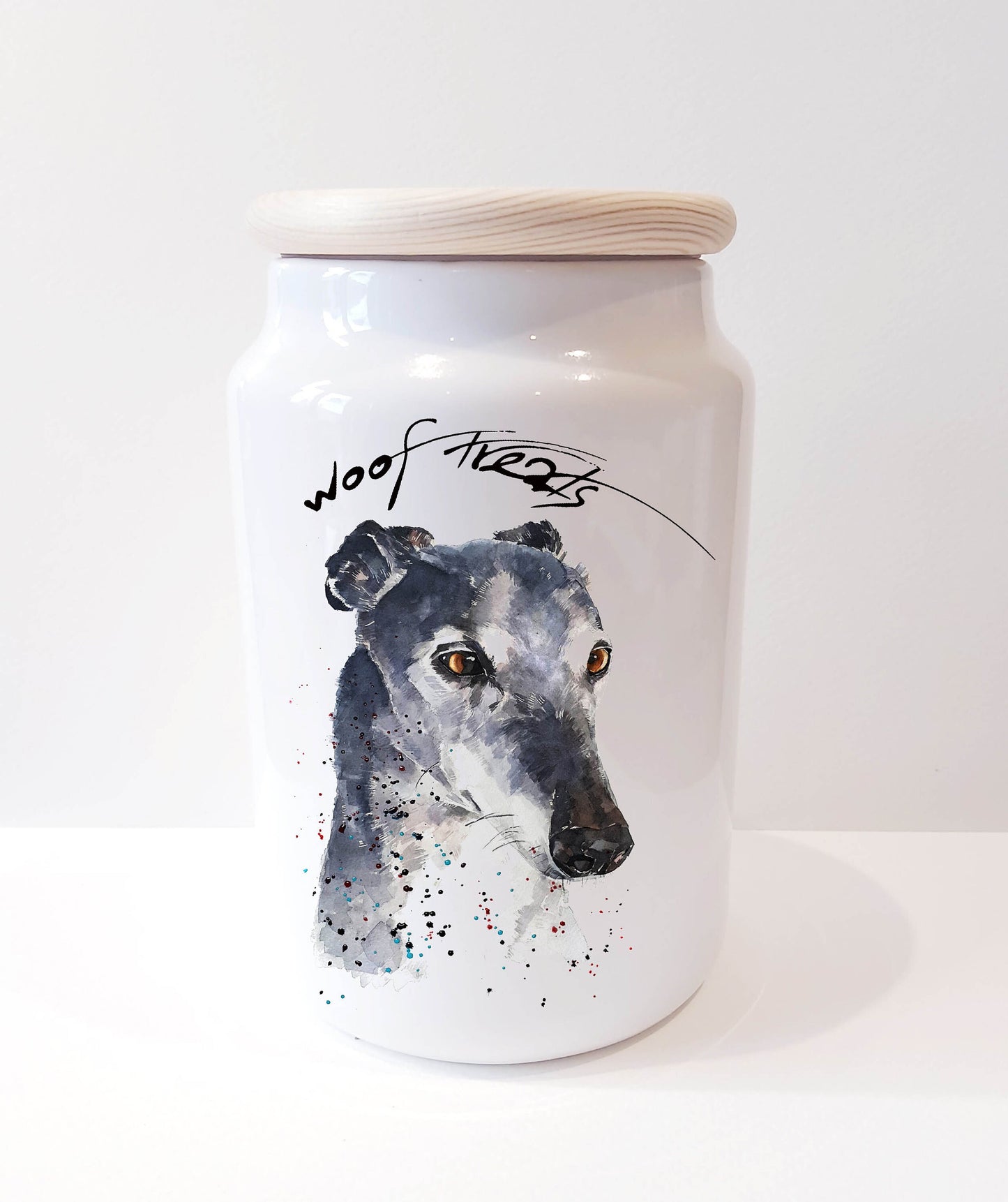 Balance and Poise Whippet Ceramic Treats Jar | Dog Treat Canister | Edswatercolours