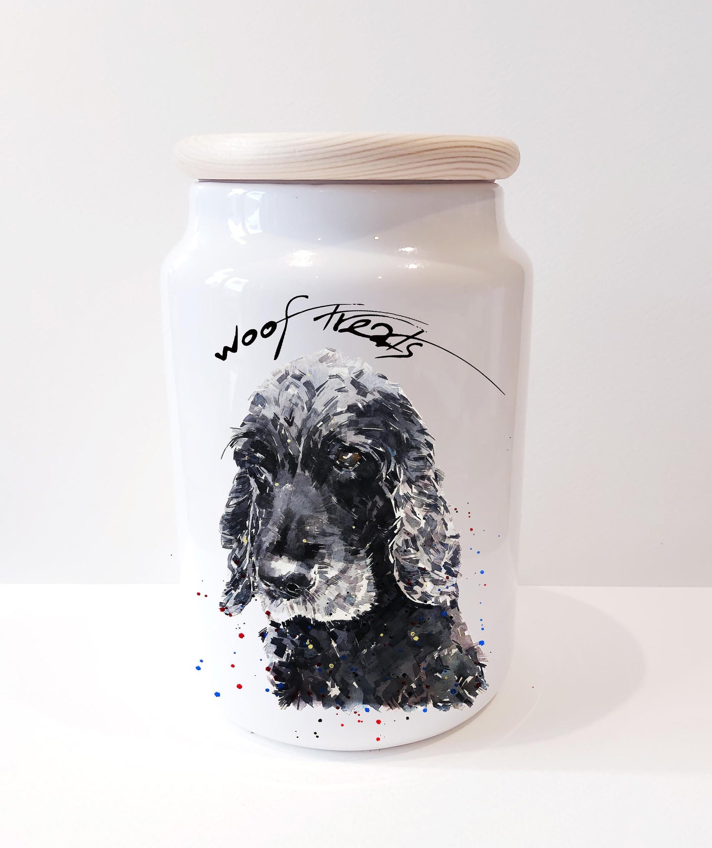 Black Cocker Spaniel Ceramic Treats Jar | Dog Treat Canister | Edswatercolours