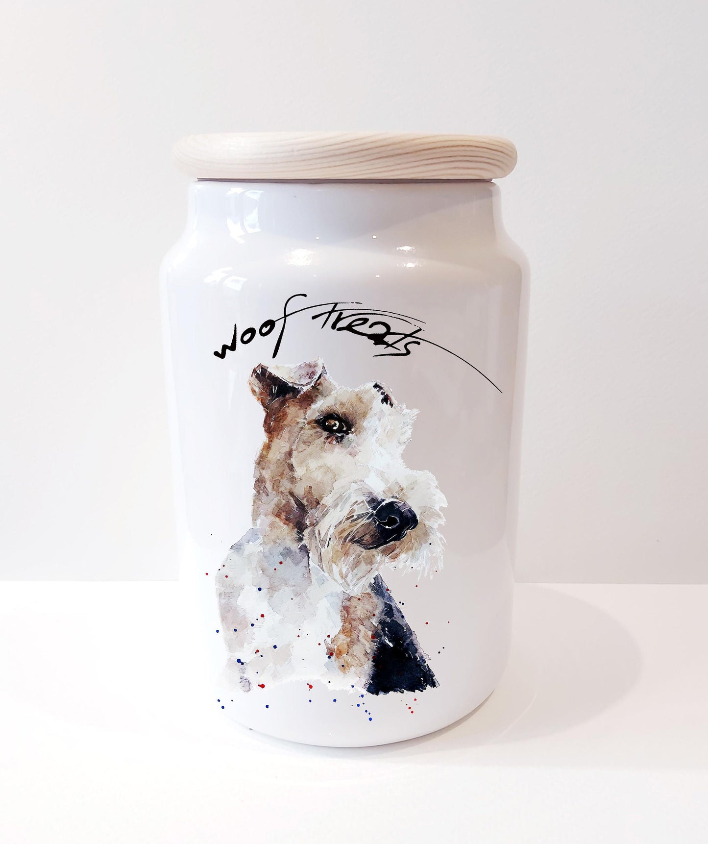 Wire Hair Fox Terrier Ceramic Treats Jar | Dog Treat Canister | Edswatercolours