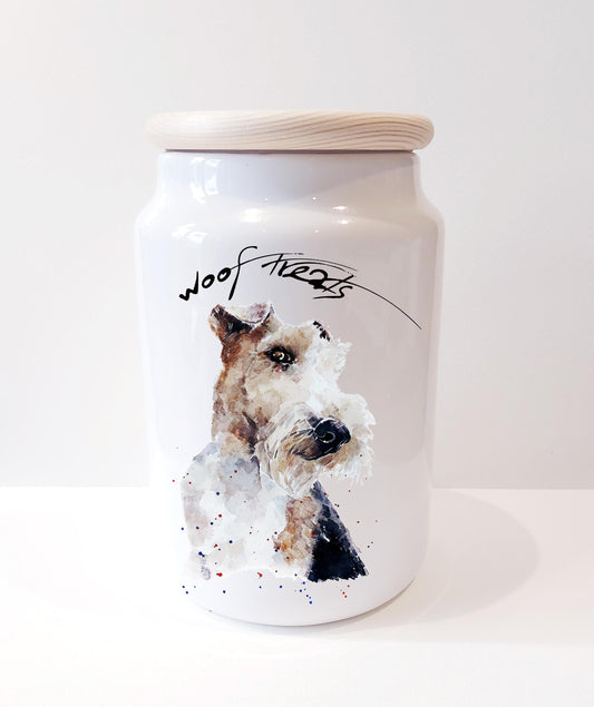 Wire Hair Fox Terrier Ceramic Treats Jar | Dog Treat Canister | Edswatercolours