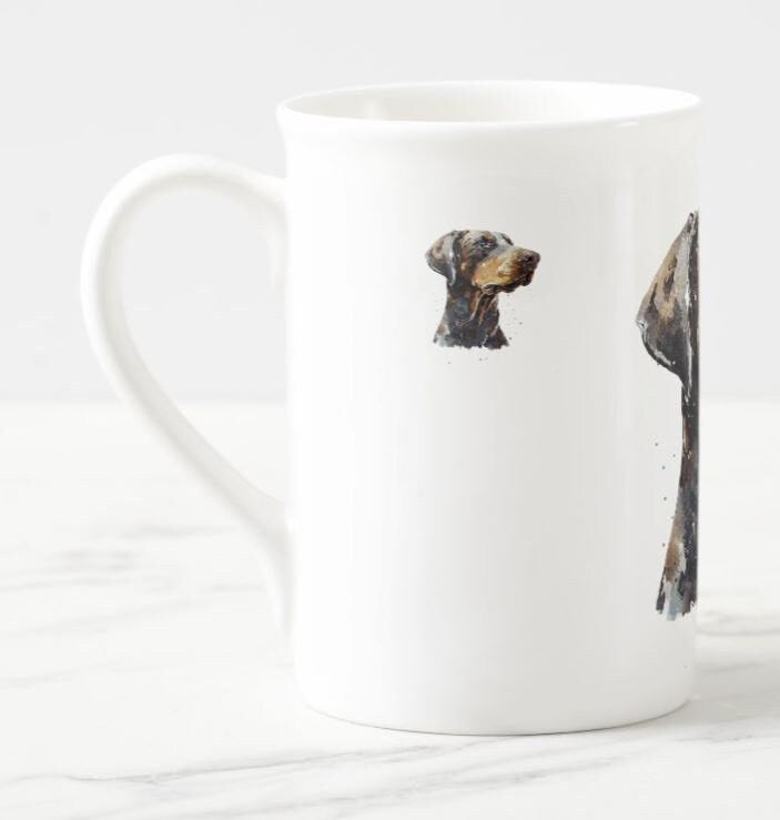 Brown Doberman Windsor Fine Bone China Mug 10oz | Dog Lover Gift | Edswatercolours