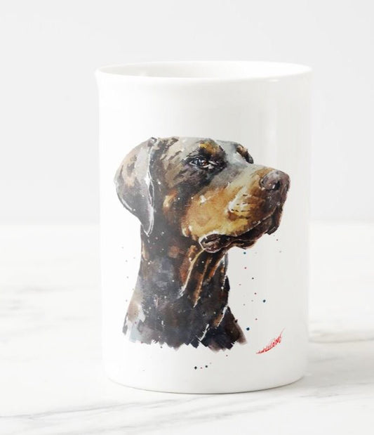 Brown Doberman Windsor Fine Bone China Mug 10oz | Dog Lover Gift | Edswatercolours