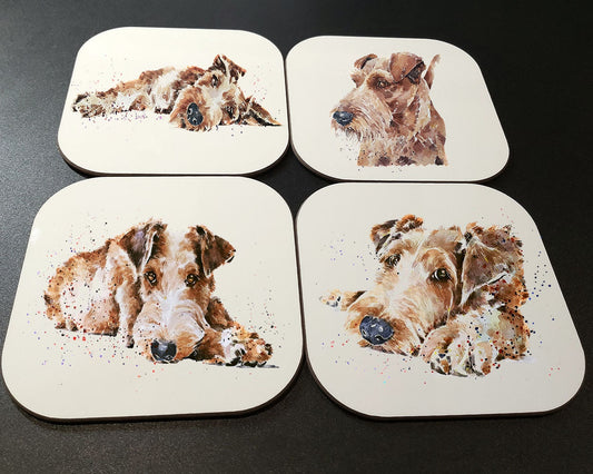 Irish Terrier Cork Backed Coasters (Set of 4) | Dog Gift | Edswatercolours
