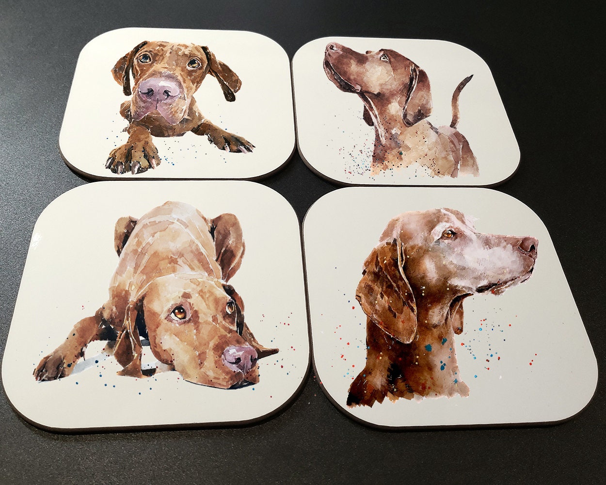 Vizsla Cork Backed Coasters (Set of 4) | Dog Gift | Edswatercolours