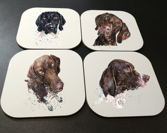 German Shorthaired Pointer Cork Backed Coasters (Set of 4) | Dog Gift | Edswatercolours