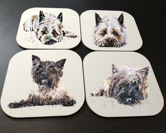 Cairn Terrier Cork Backed Coasters (Set of 4) | Dog Gift | Edswatercolours