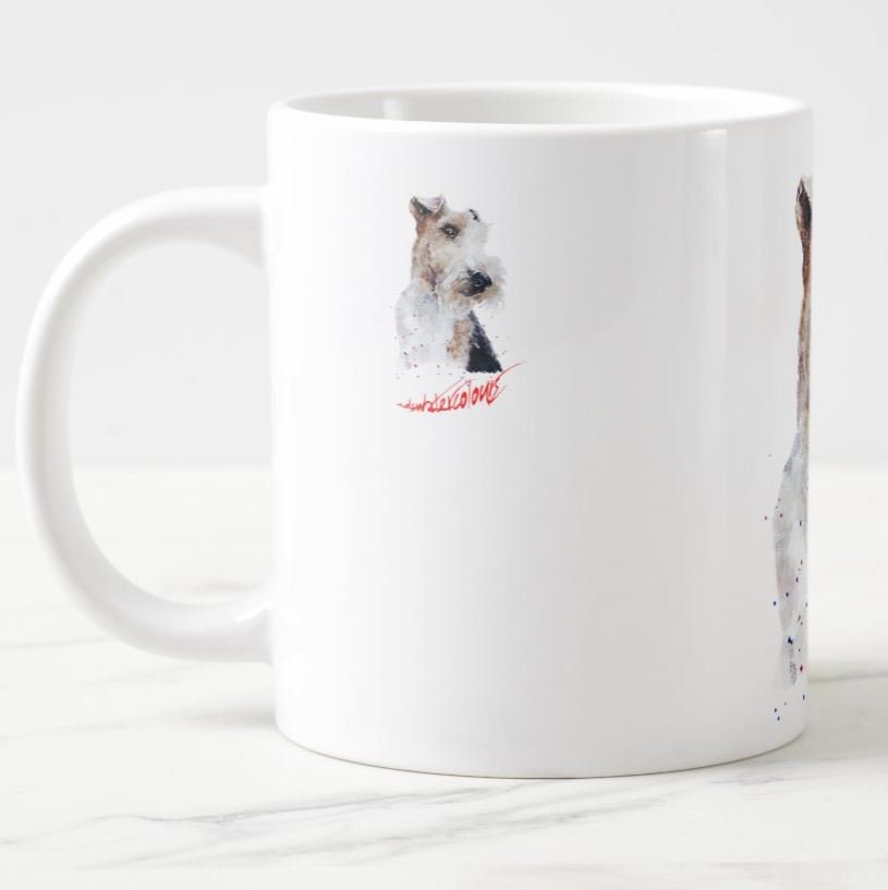 Wire Hair Fox Terrier Ceramic Mug 15oz | Dog Lover Gift | Edswatercolours