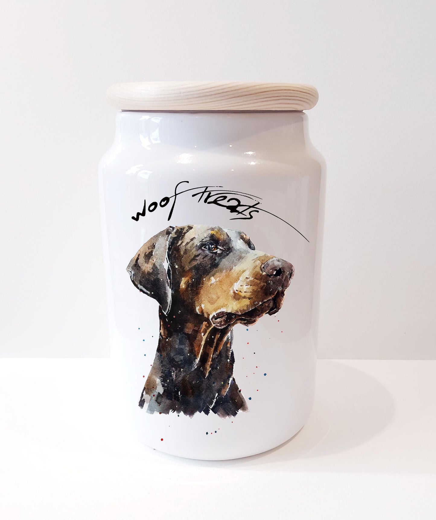 Brown Doberman Ceramic Treats Jar | Dog Treat Canister | Edswatercolours