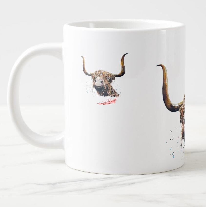 Highland Cow Version III Ceramic Mug 15oz | Cow Lover Gift | Edswatercolours