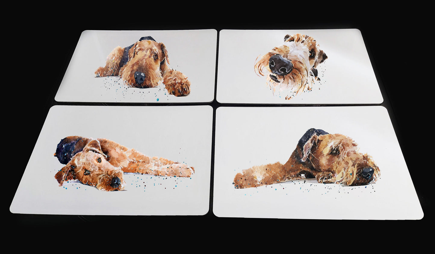 Airedale Terrier Cork Backed Placemats (Set of 4) | Dog Gift | Edswatercolours