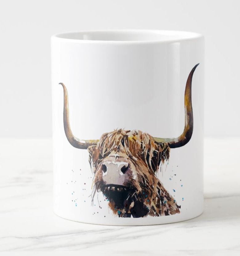 Highland Cow Version III Ceramic Mug 15oz | Cow Lover Gift | Edswatercolours