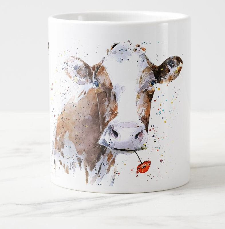Cow Ceramic Mug 15oz | Cow Lover Gift | Edswatercolours