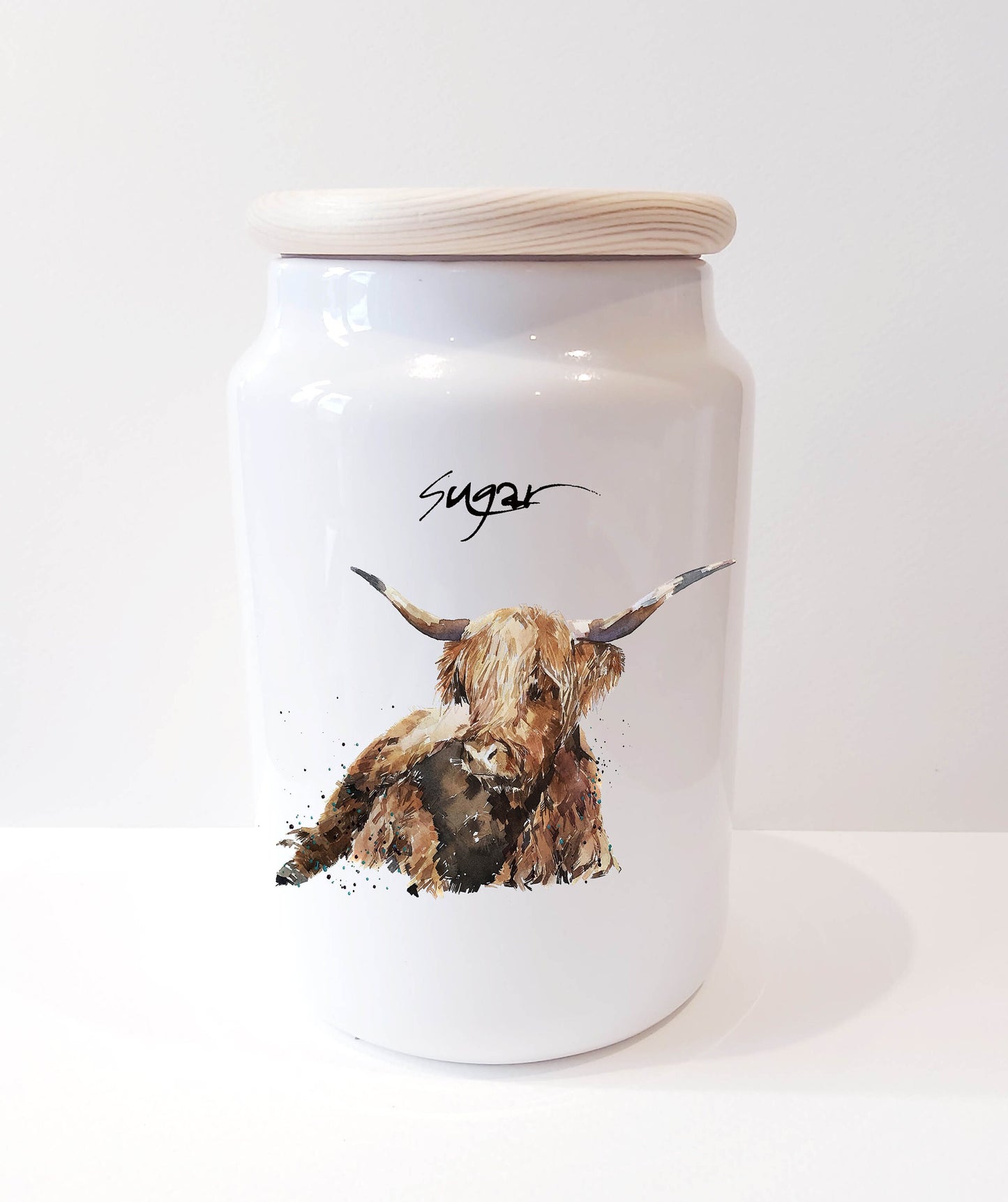 Highland Cow Ceramic Storage Jars Gift Set (Set of 3) | Tea Coffee Sugar Canisters | Edswatercolours