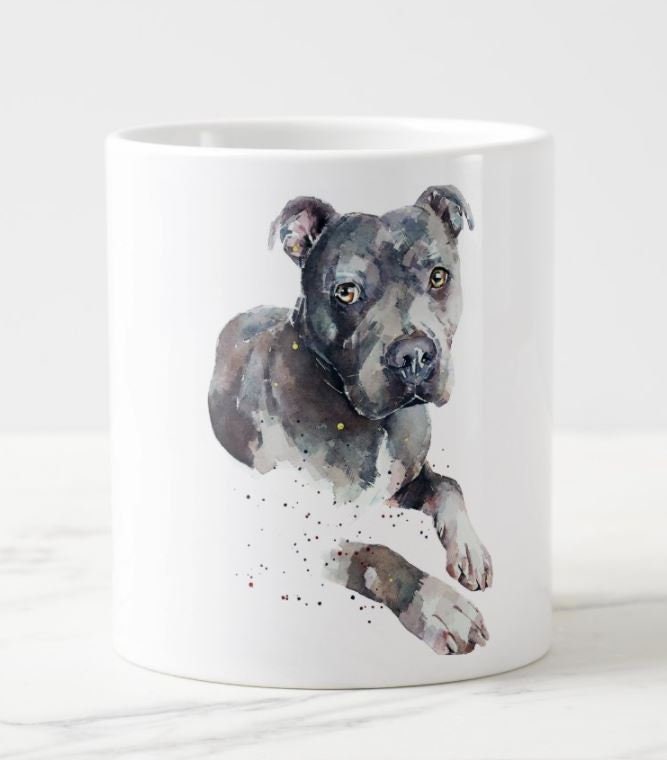 Blue Staffordshire Terrier Ceramic Mug 15oz | Dog Lover Gift | Edswatercolours
