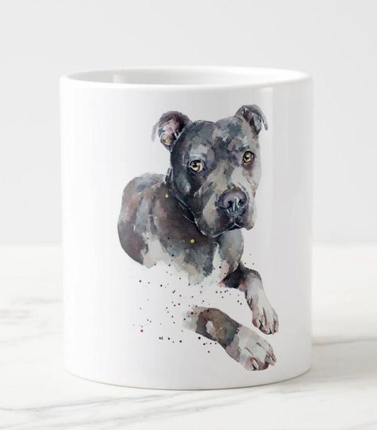 Blue Staffordshire Terrier Ceramic Mug 15oz | Dog Lover Gift | Edswatercolours