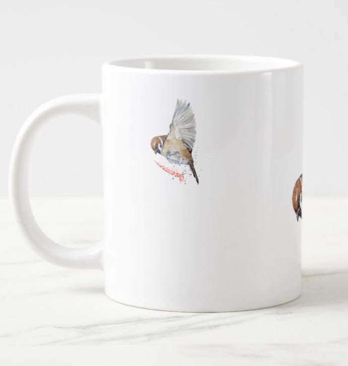 House Sparrow Version III Ceramic Mug 15oz | Edswatercolours