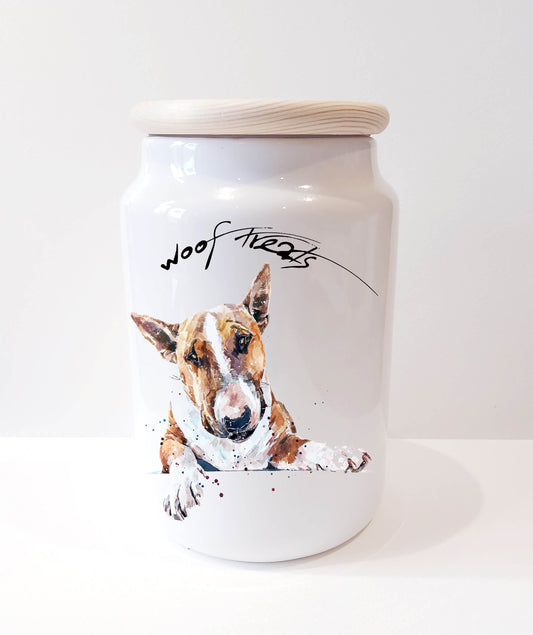 English Bull Terrier Ceramic Treats Jar | Dog Treat Canister | Edswatercolours