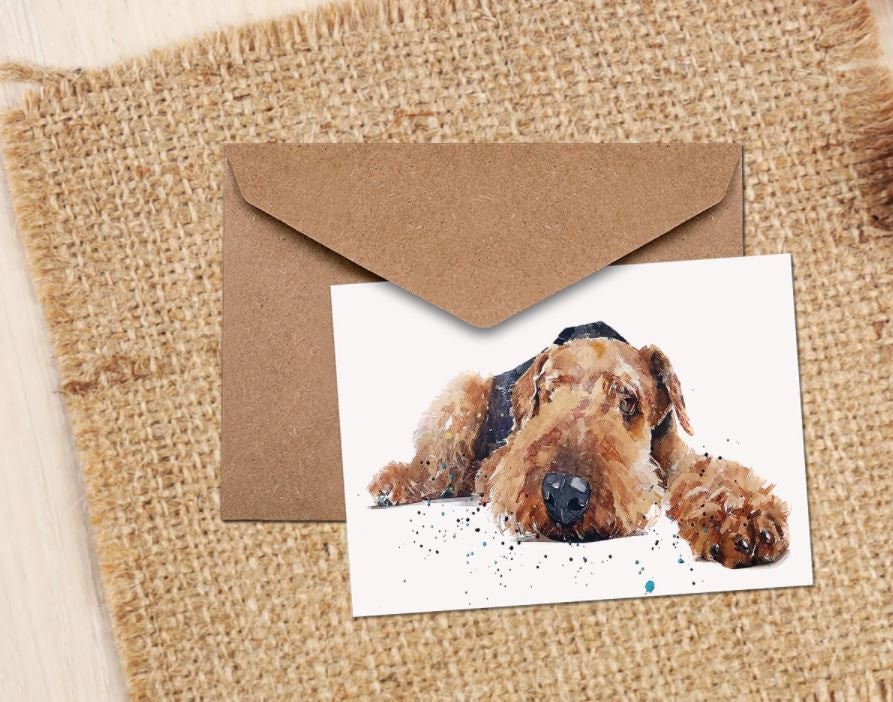 Airedale Terrier Greeting Card II | Dog Lover Gift | Edswatercolours