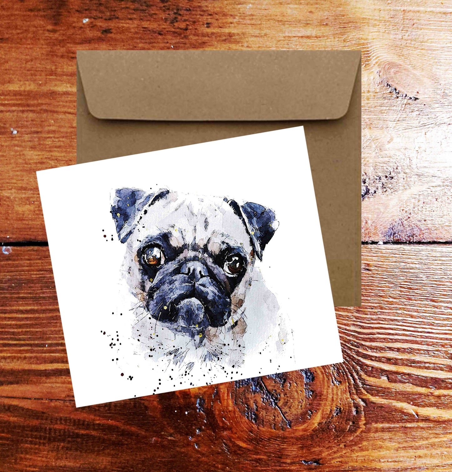 Pug Greeting Card | Dog Lover Gift | Edswatercolours