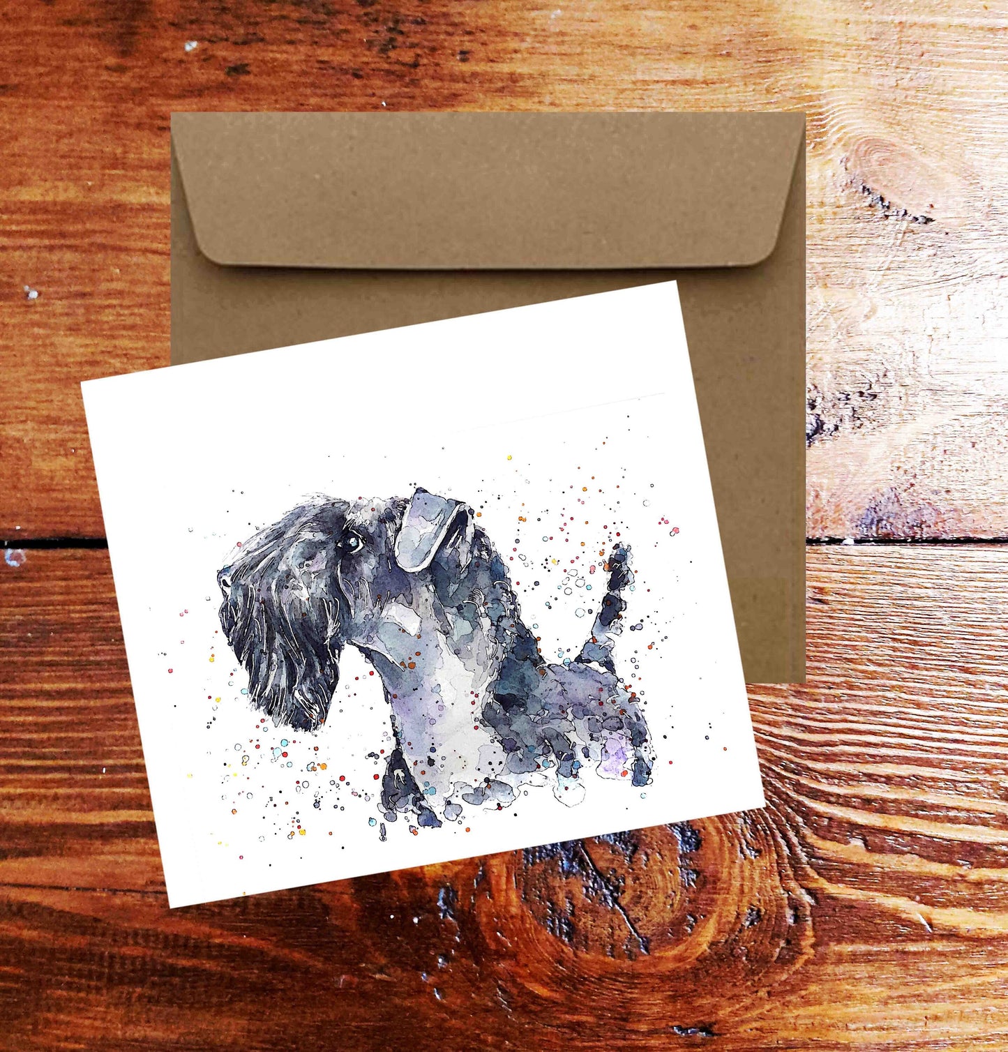 Kerry Blue Terrier Greeting Card, Dog Art by Eddie Kagimu