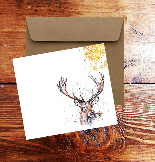 Stag Christmas Card | Wildlife Holiday Gift | Edswatercolours